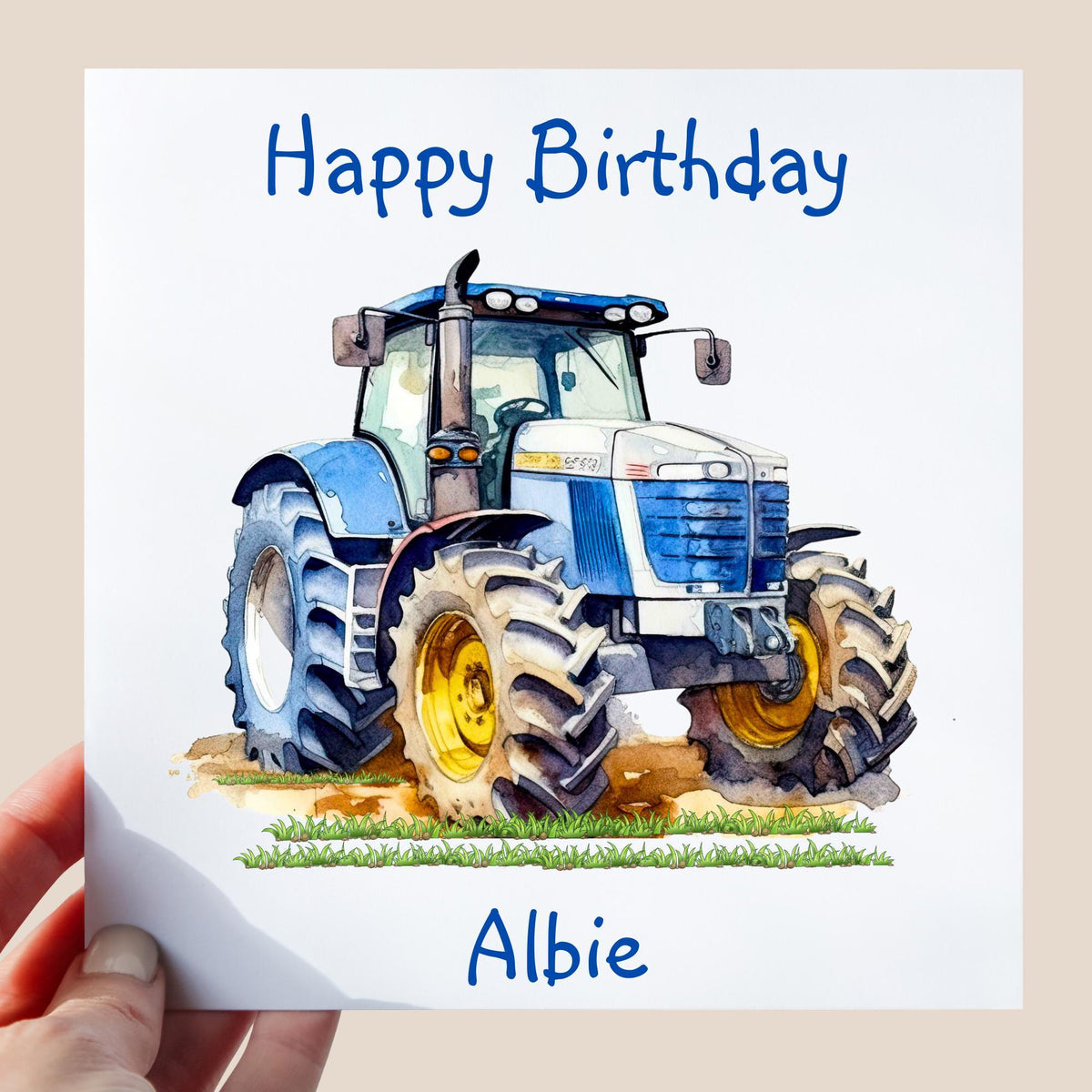 Personalised Blue Tractor Birthday Card - Farm Theme Custom Birthday Card - Tractor Lover Gift - Kids or Adults Birthday Card, Farm Life