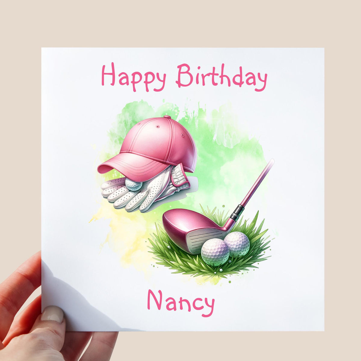Personalised Golf Birthday Card, Custom Golf Card for Her, Unique Golfer Gift, Birthday Card for Wife, Sister, Grandma, Friend, Ladies Golf