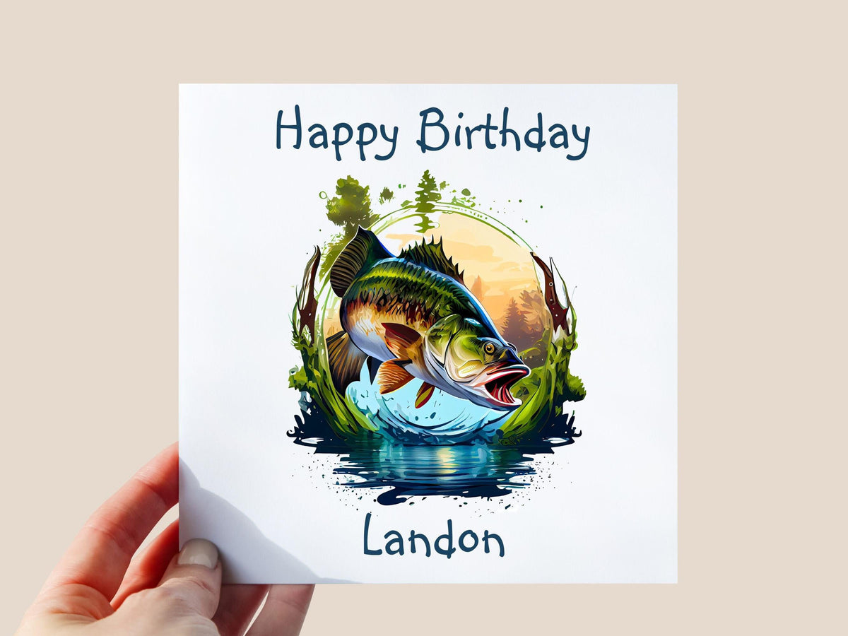 Personalised fishing themed birthday card