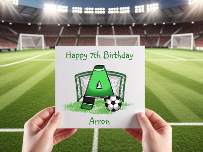 Personalised 7th Birthday Card with Football Design –  Boys, Girls, Brother, Sister, Nephew, Son, or Daughter 11th, 12th, 13th, 14th, 15th