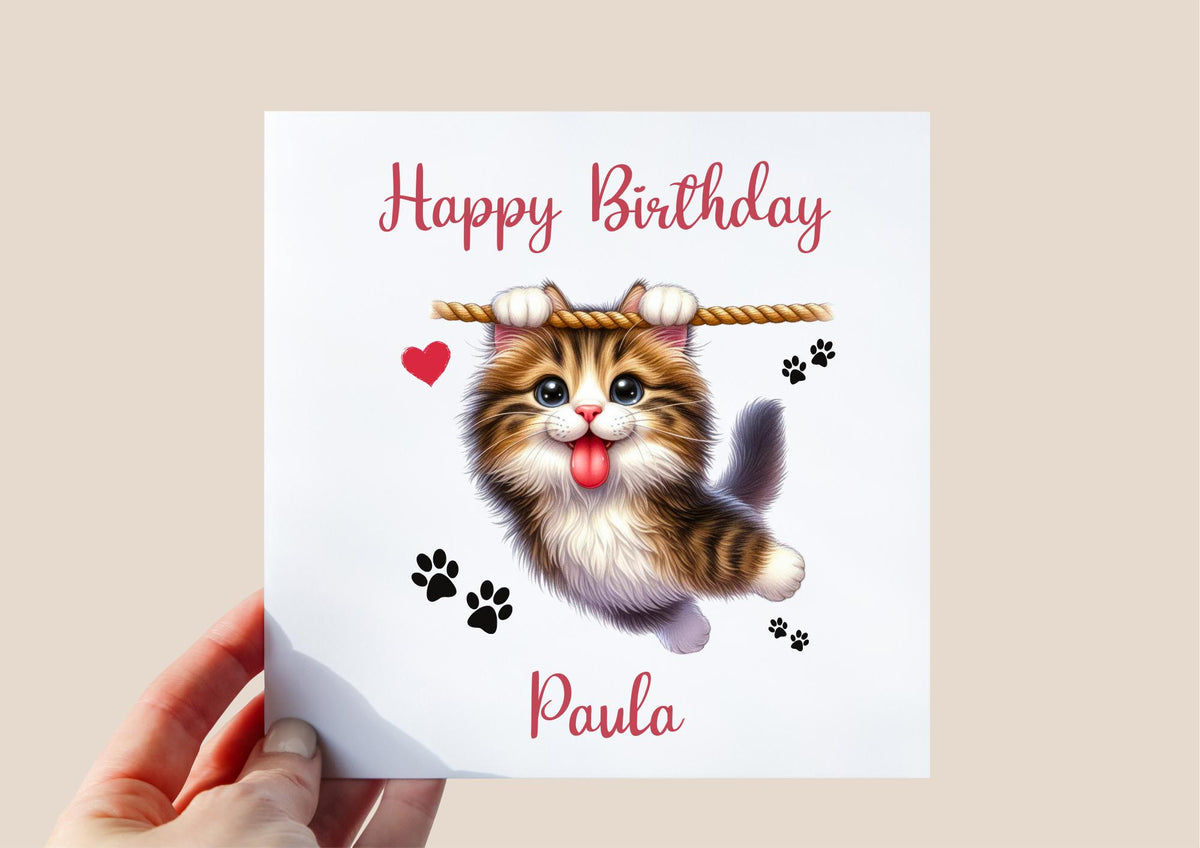 Cute Kitten Birthday Card for Daughter – Personalised Card for Girls, Adorable Cat Design, Custom Kids Birthday Greeting, Cute Kitty
