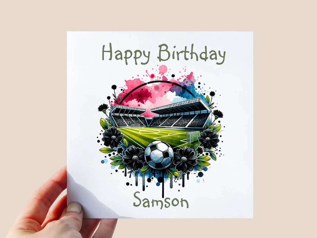 Football stadium themed birthday card