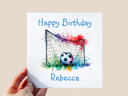 Personalised Football Goal Birthday Card