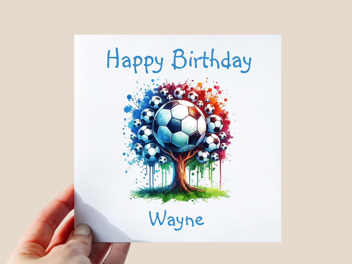 Personalised Football Birthday Card Ball Theme