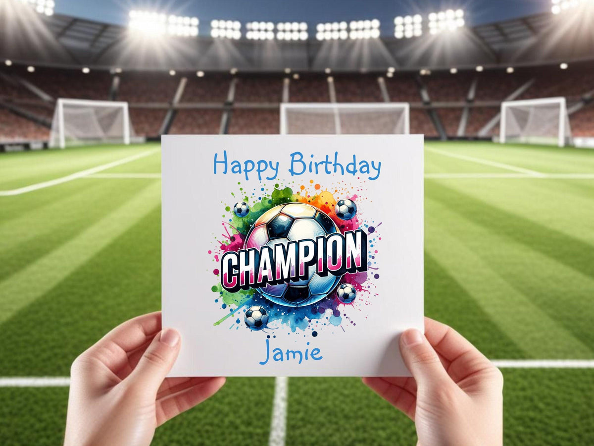 Personalised Football Birthday Card for Grandson, Brother, Sister, Daughter, Cousin, Nephew, Niece, 10th 12th 13th 15th 16th, Football Lover