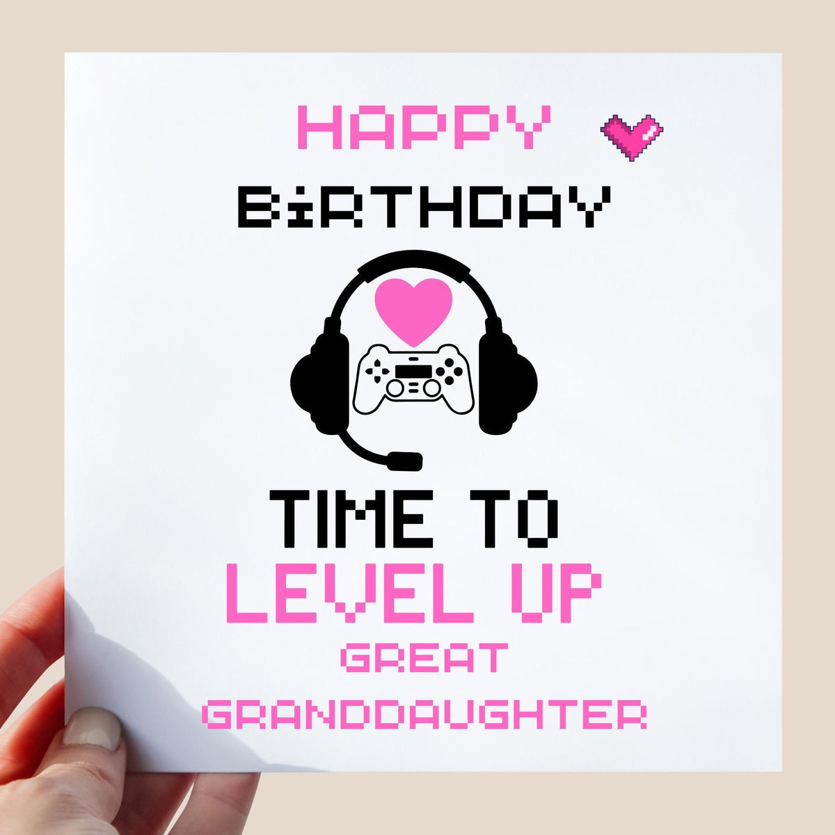 Personalised Gaming Birthday Card for Granddaughter | Gaming Lover Gift | Gamer Girl Birthday Card for Daughter or Sister | Video Game Fan