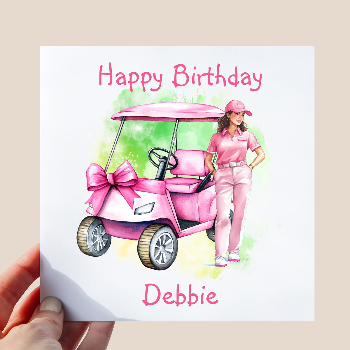 Personalised Golf Birthday Card, Custom Golf Card for Her, Unique Golfer Gift, Birthday Card for Wife, Sister, Grandma, Friend, Ladies Golf