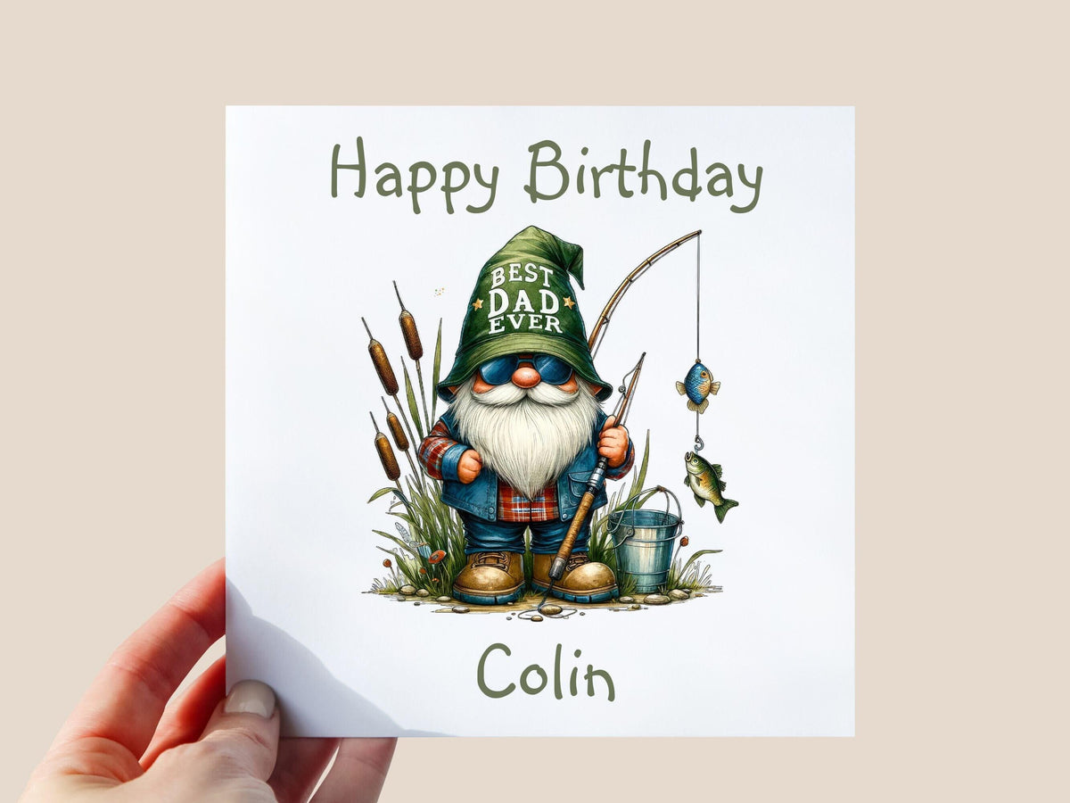 Personalised Fishing Birthday Card, Custom Angler Card for Dad, Daddy, Dada, Fisherman Gift, Outdoor Lover Birthday Keepsake, Best Dad