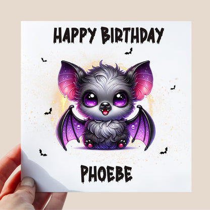 Personalised Halloween Bat Birthday Card: Spooky Kids Card