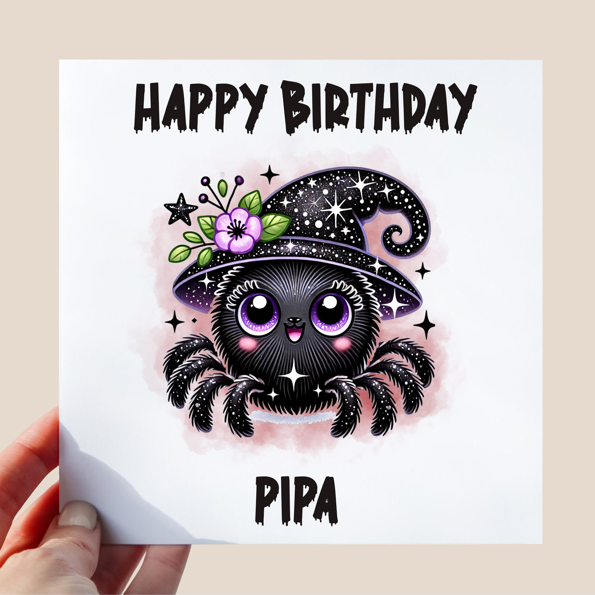 Personalised Halloween Spider Birthday Card - Spooky Birthday Card