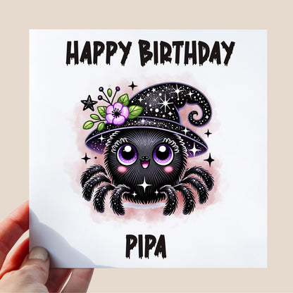 Personalised Halloween Spider Birthday Card - Spooky Birthday Card