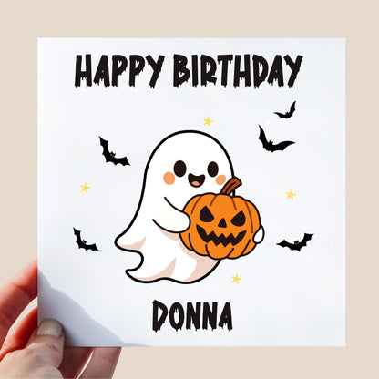 Personalised Ghost Birthday Card: Spooky Halloween Birthday