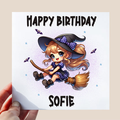 Personalised Halloween Witch Birthday Card - Spooky Birthday Card