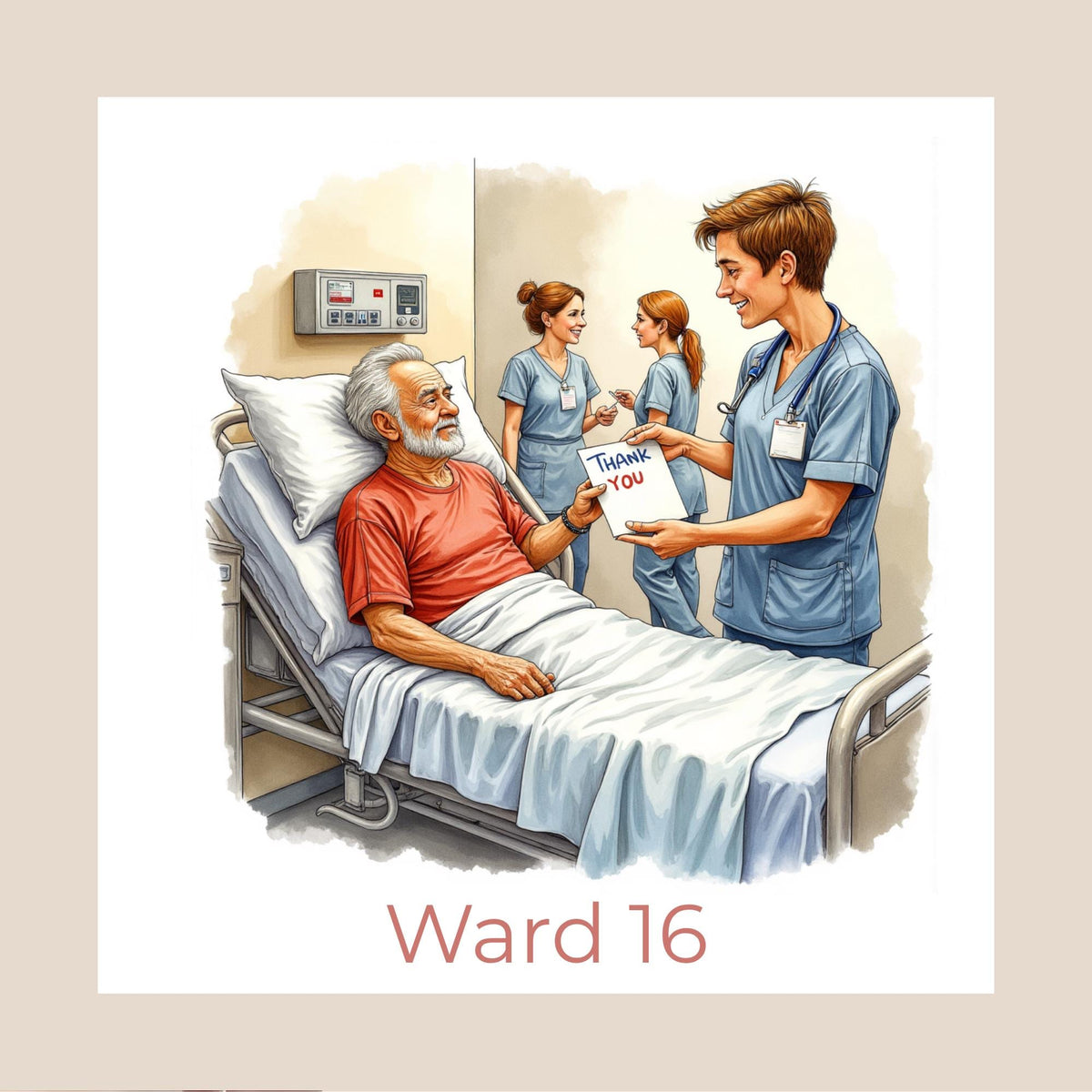 Personalised Hospital Thank You Card – Male Nurse Appreciation with Ward Name or Number (Child, Teen, Adult, Elderly Versions)