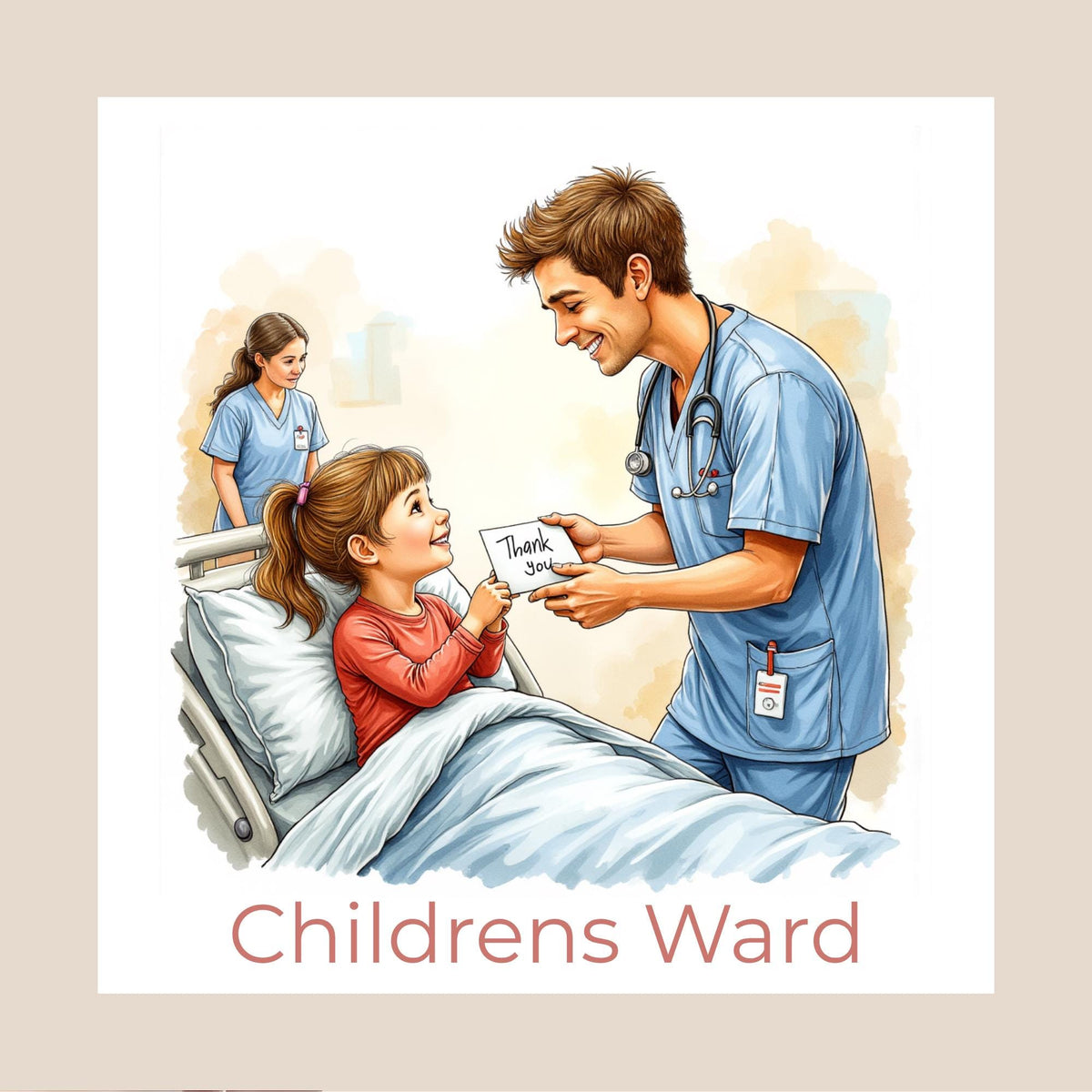 Personalised Hospital Thank You Card – Male Nurse Appreciation with Ward Name or Number (Child, Teen, Adult, Elderly Versions)