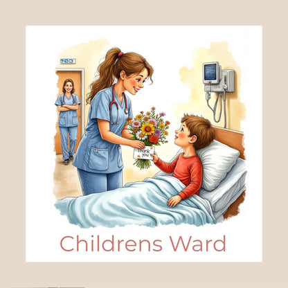 Personalised Hospital Thank You Card – Female Nurse Design (Ward Name or Number, Child–Elderly Patient)