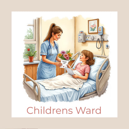 Personalised Hospital Thank You Card – Female Nurse Design (Ward Name or Number, Child–Elderly Patient)