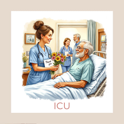 Personalised Hospital Thank You Card – Female Nurse Design (Ward Name or Number, Child–Elderly Patient)