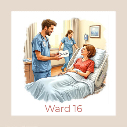 Personalised Hospital Thank You Card – Male Nurse Appreciation with Ward Name or Number (Child, Teen, Adult, Elderly Versions)