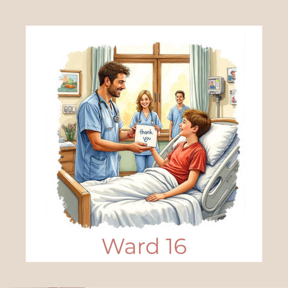 Personalised Hospital Thank You Card – Male Nurse Appreciation with Ward Name or Number (Child, Teen, Adult, Elderly Versions)