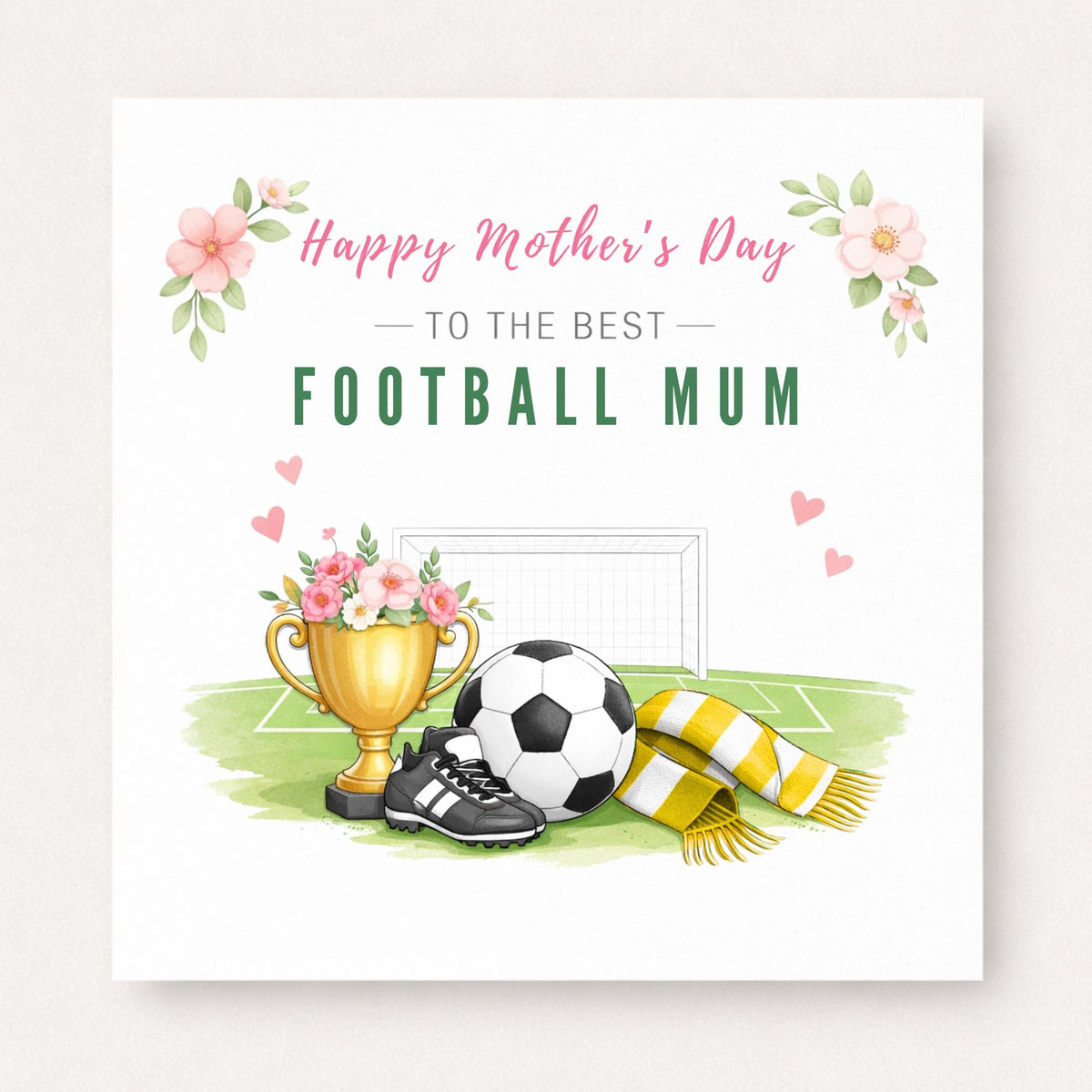 Personalised Football Mum Mother’s Day Card – Choose Scarf Colour | Soccer Mum Gift
