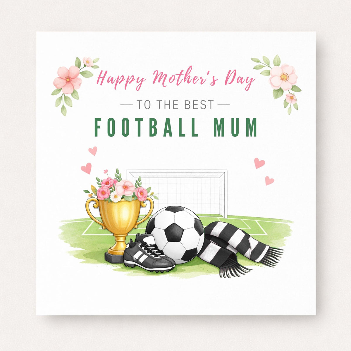 Personalised Football Mum Mother’s Day Card – Choose Scarf Colour | Soccer Mum Gift