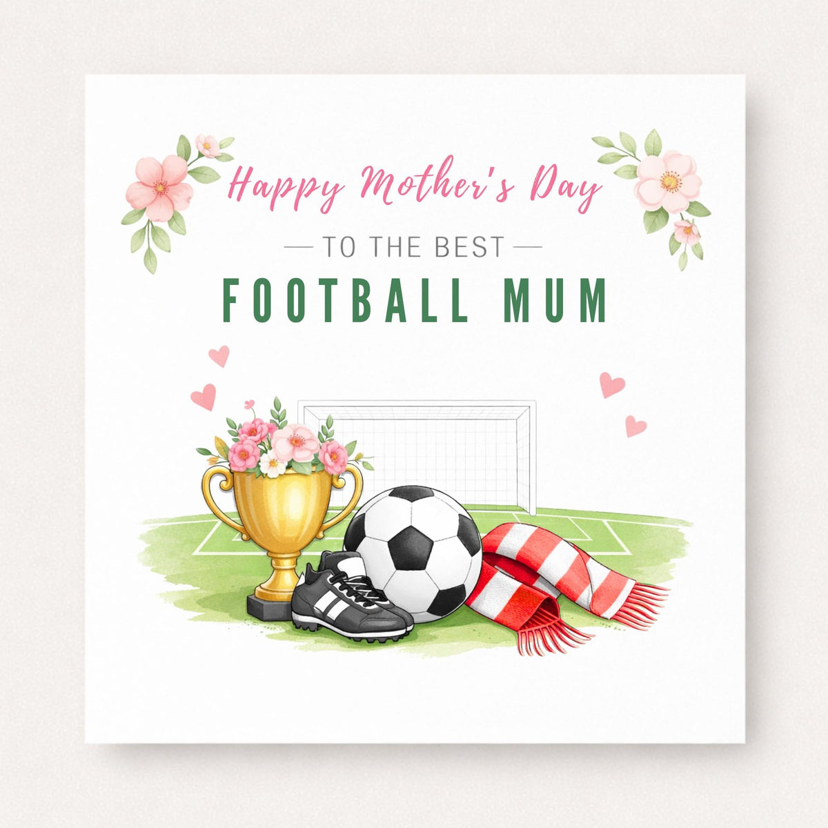 Personalised Football Mum Mother’s Day Card – Choose Scarf Colour | Soccer Mum Gift