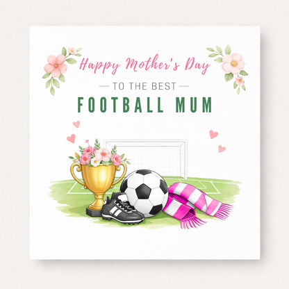 Personalised Football Mum Mother’s Day Card – Choose Scarf Colour | Soccer Mum Gift