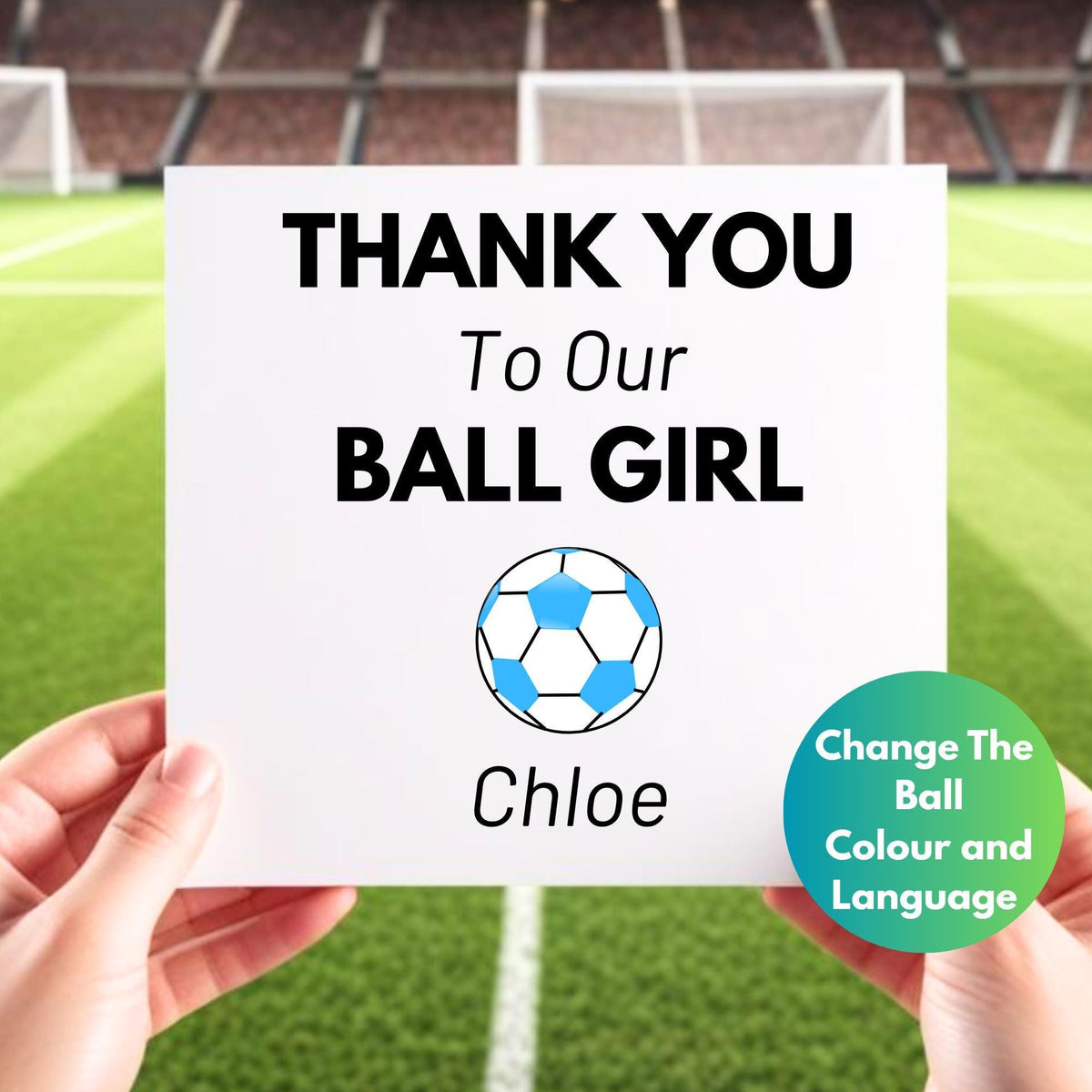 Personalised Thank You Ball Girl Card, Football Gift, End of Season Gift, Custom Team Appreciation, Change Color/Language Options/ Team Gift