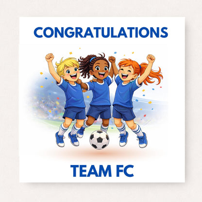 Personalised Girls Football Team Congratulations Card