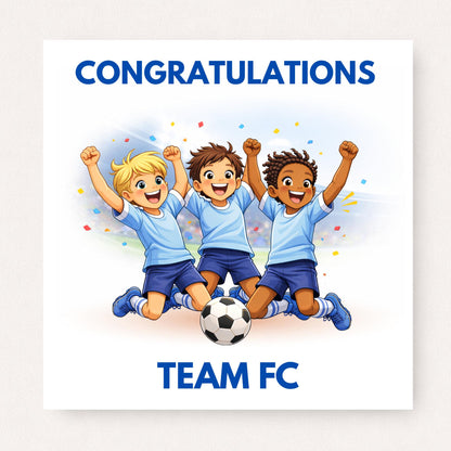 Personalised Football Team Congratulations Card – Boys Green Kit