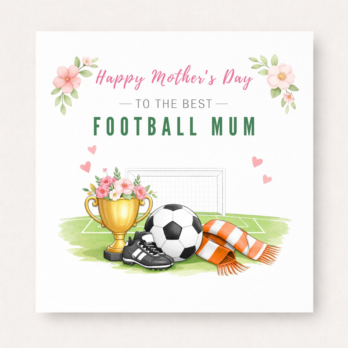 Personalised Football Mum Mother’s Day Card – Choose Scarf Colour | Soccer Mum Gift