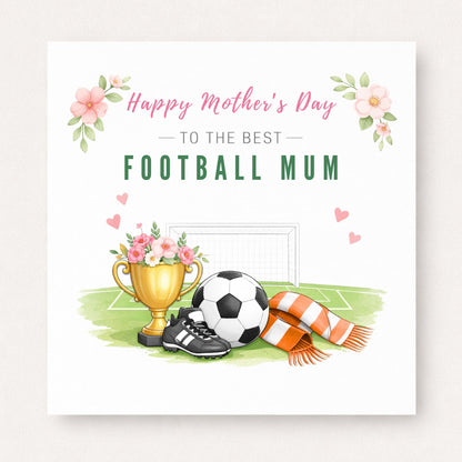 Personalised Football Mum Mother’s Day Card – Choose Scarf Colour | Soccer Mum Gift
