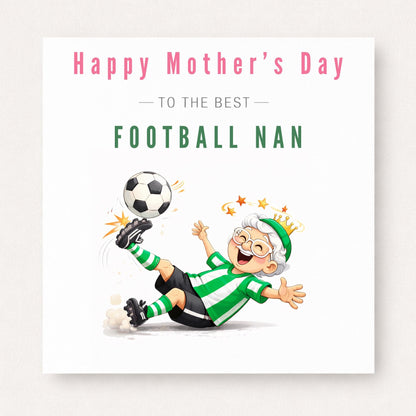 Personalised Football Nan Card – Funny Football Grandma Mid Kick Design