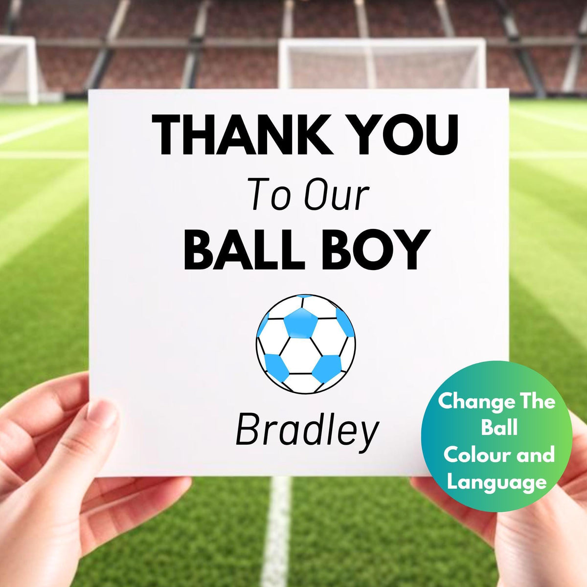 Personalised Ball Boy Thank You Card: Custom Footy Gift