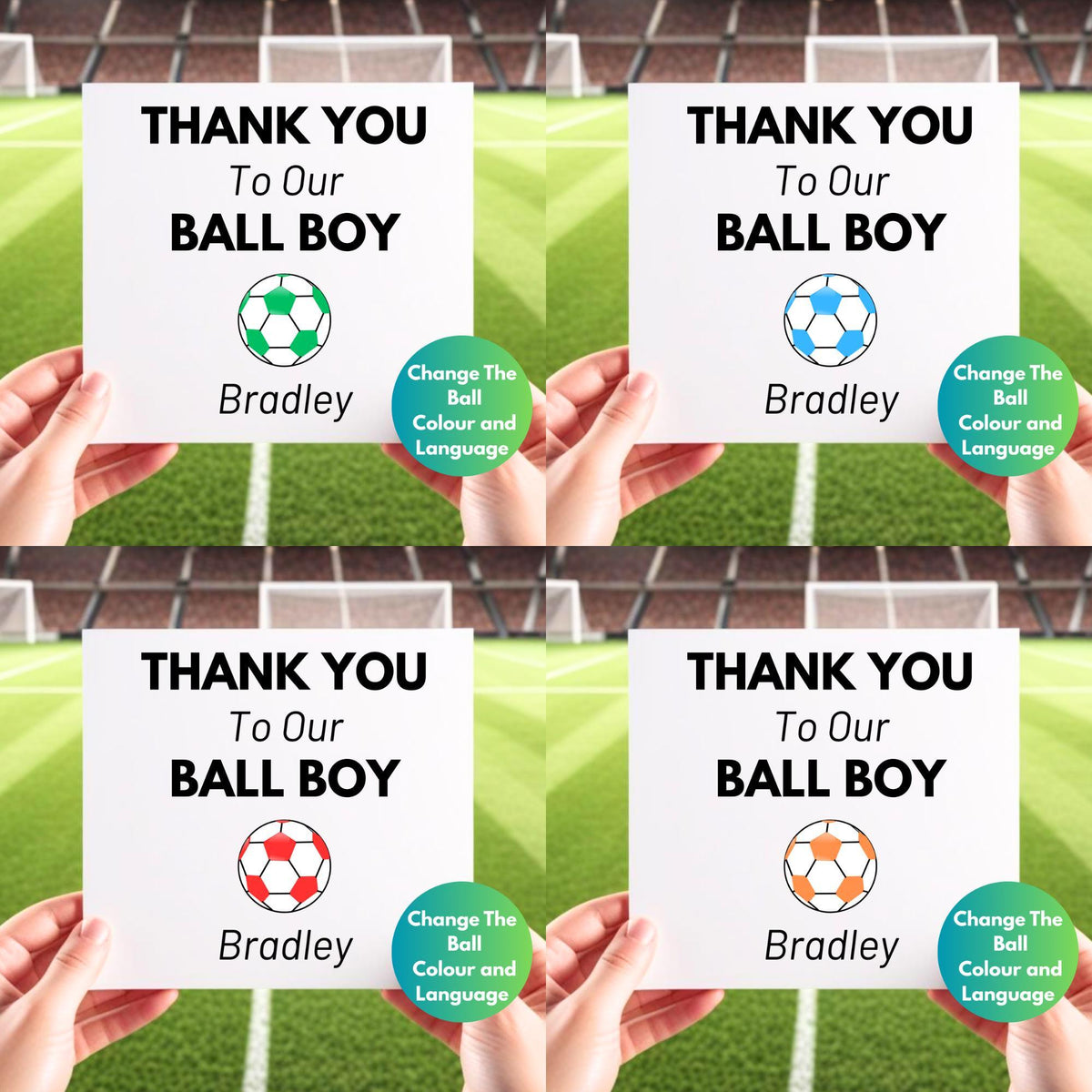 Personalised Ball Boy Thank You Card: Custom Footy Gift
