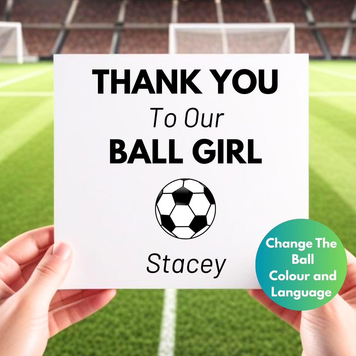 Personalised Thank You Ball Girl Card, Football Gift, End of Season Gift, Custom Team Appreciation, Change Color/Language Options/ Team Gift