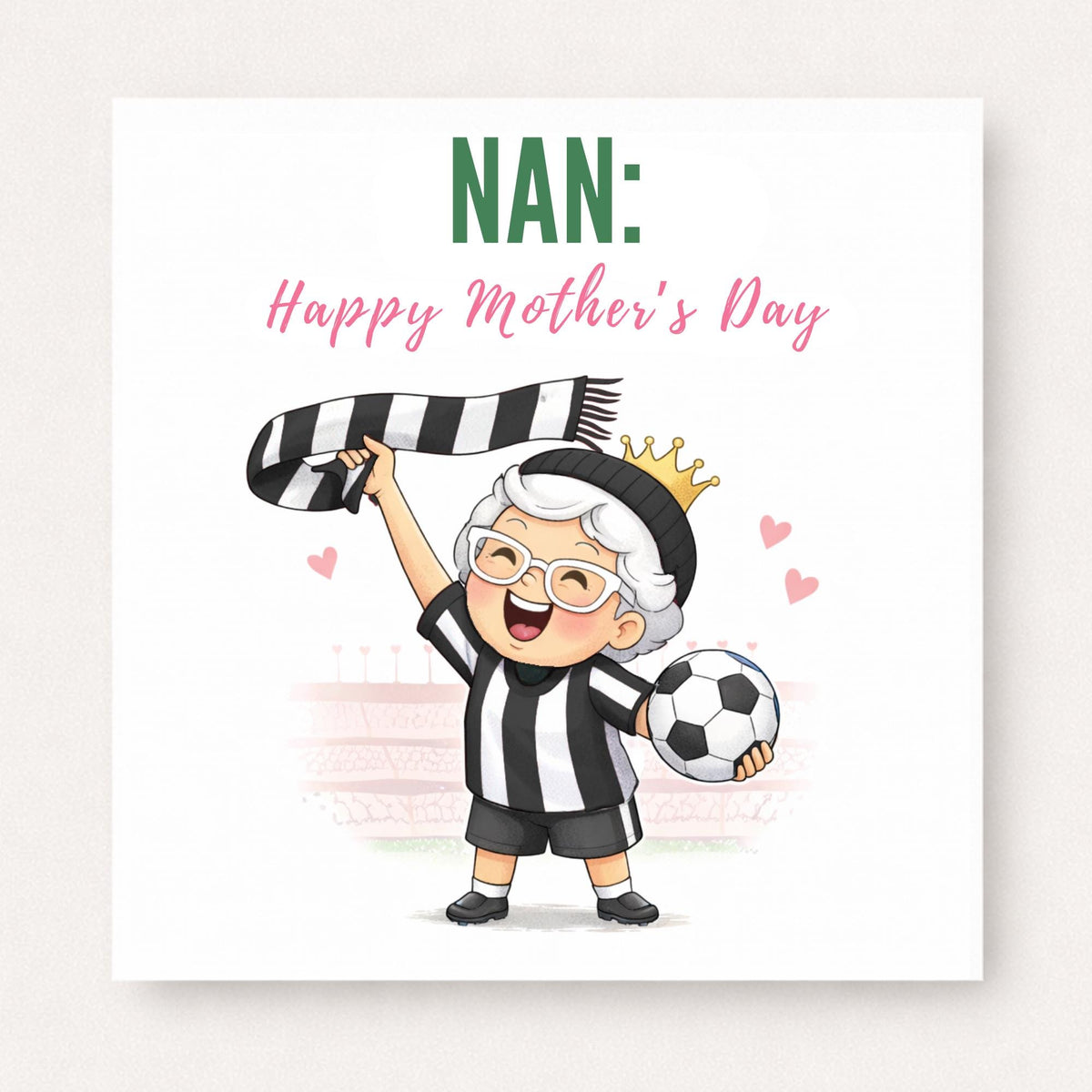 Personalised Football Nan Card – Funny Football Supporter Design | Choose Kit Colour