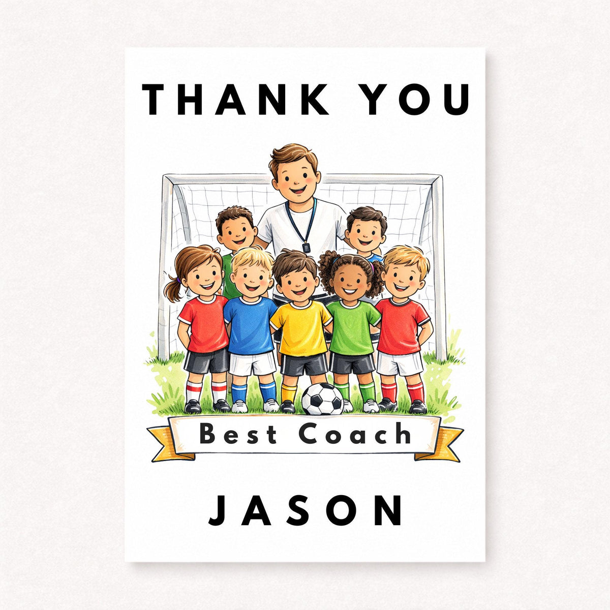 Personalised Football Coach Thank You Card – Youth Team Appreciation Design