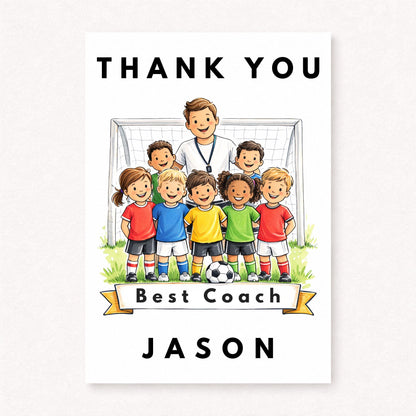 Personalised Football Coach Thank You Card – Youth Team Appreciation Design