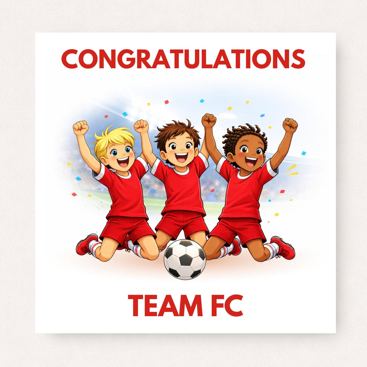 Personalised Football Team Congratulations Card – Boys Green Kit