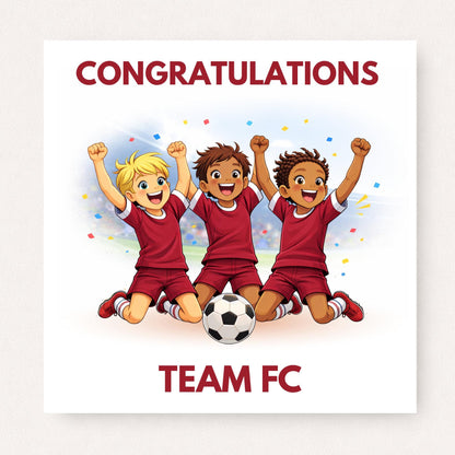 Personalised Football Team Congratulations Card – Boys Green Kit