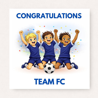 Personalised Football Team Congratulations Card – Boys Green Kit