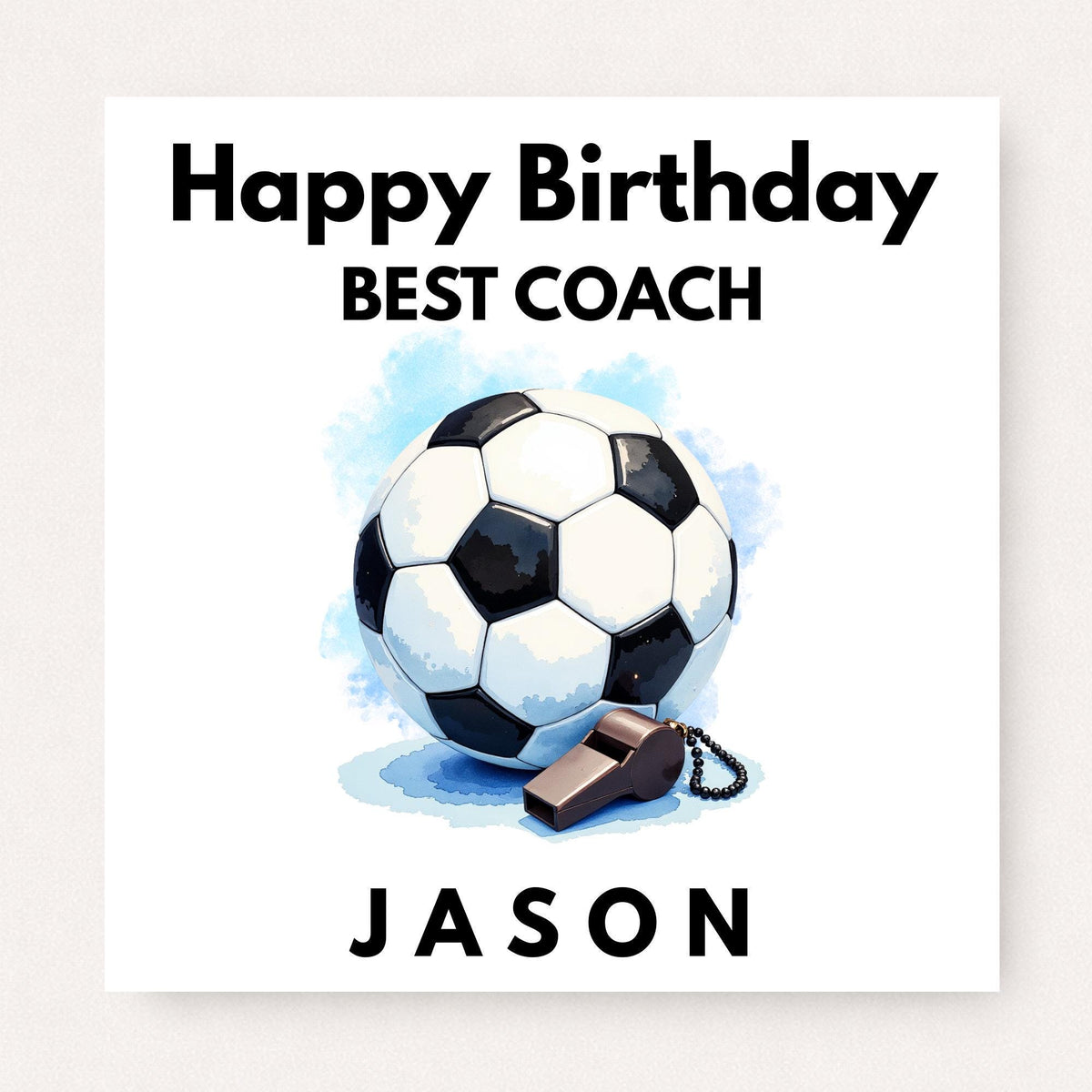 Personalised Football Coach Birthday Card – Best Coach Soccer Card With Name