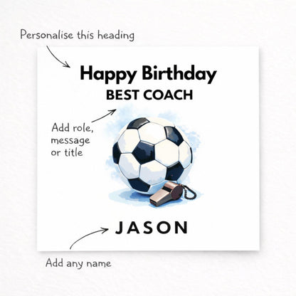 Personalised Football Kit Man Thank You Card: Custom Team Colors Name