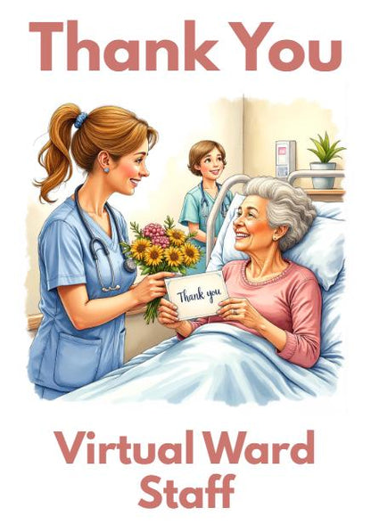 Personalised Hospital Thank You Card – Male Nurse Appreciation with Ward Name or Number (Child, Teen, Adult, Elderly Versions)