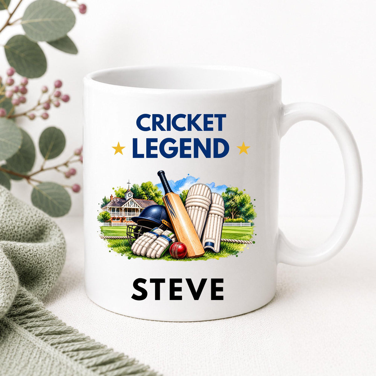 Personalised Cricket Gift Set, Cricket Legend Card and Mug, Cricket Player Gift, Cricket Lover Gift, Custom Name Cricket Present