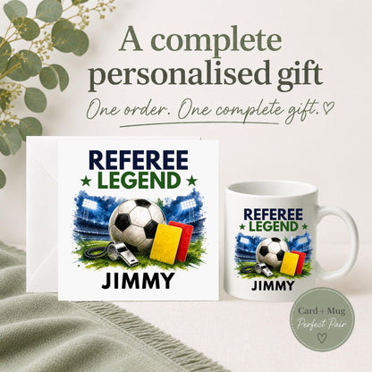 Personalised Referee Gift, Referee Mug, Card & Mug Gift Set, Football Referee Thank You Gift