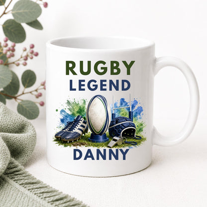 Personalised Rugby Legend Card & Mug Gift Set, Rugby Gift for Him, Rugby Player Gift, Rugby Thank You Gift