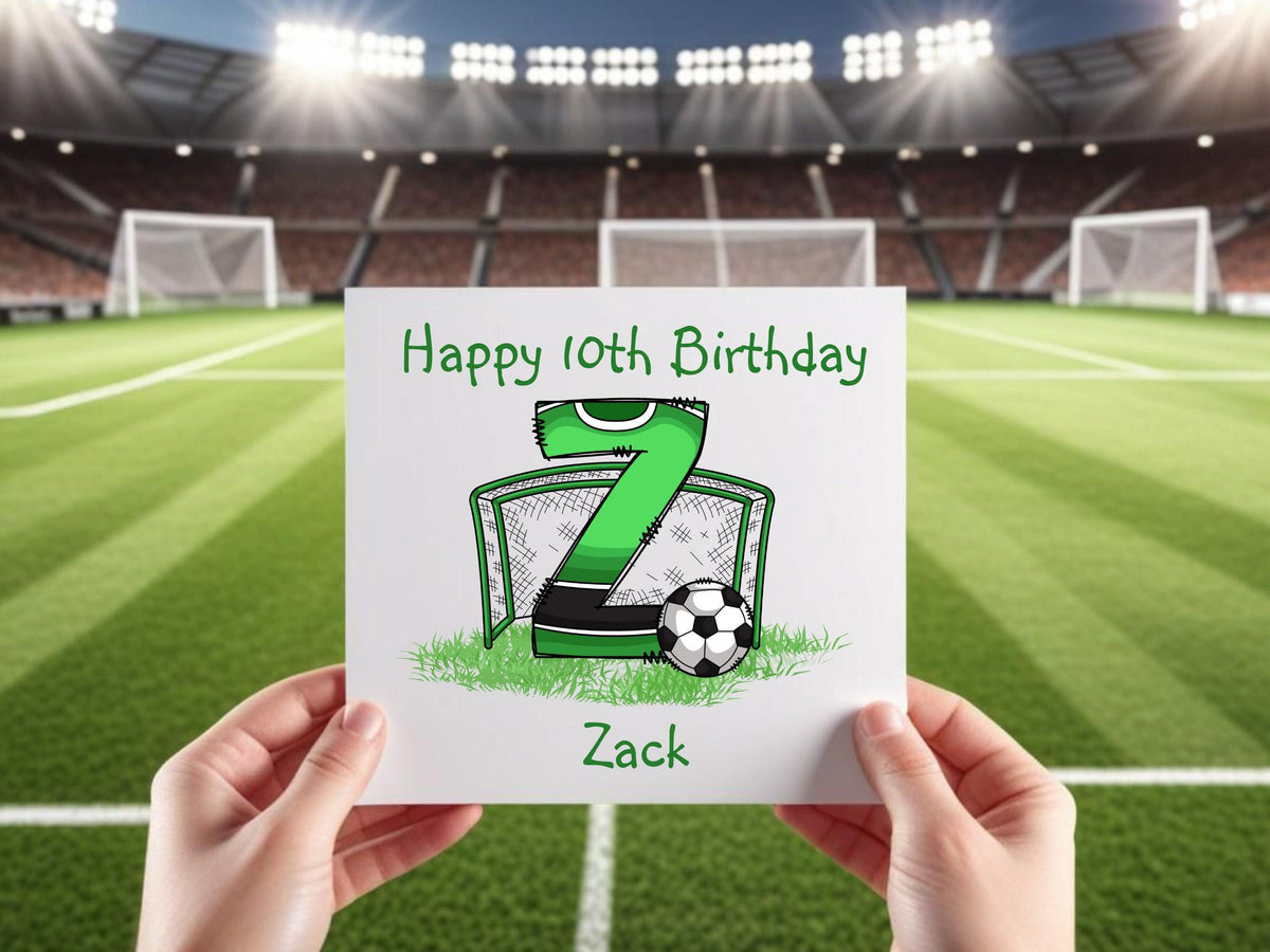 Personalised Boys Football Birthday Card for Son Grandson Brother Nephew, Custom Name and Initial Football Card